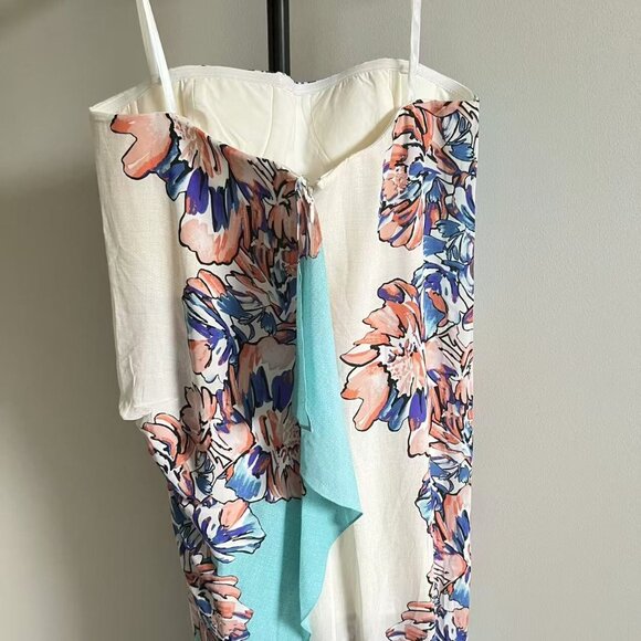 NWOT BCBG MAX AZRIA GRACE STRAPLESS FLORAL MAXI DRESS SIZE 12 - Picture 5 of 9